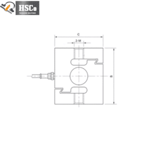 LCS-2 S type load cell front drawing with threaded holes and dimension marks