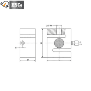 Dimension drawing of the LCS-5 S type load cell showing L, H and W