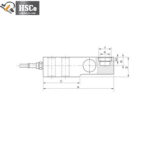 Side-view dimension drawing of the LCX-2 load cell