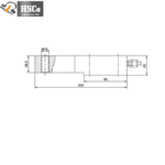LCX-2-S load cell side drawing: 203 mm long, M16 threads