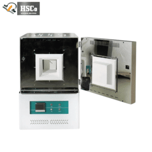 Muffle furnace ceramic fibre chamber, front view with door open