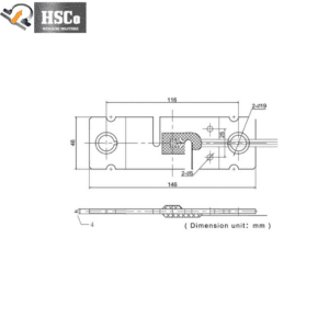 HSC-LCD 7 load cell dimension drawing, 146 x 46 mm