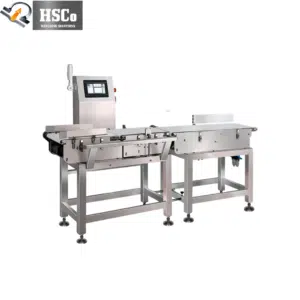 HSCo dynamic checkweigher: stainless conveyor line with touch-screen controller and reject section