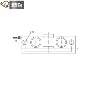 LCQ-2 load cell side drawing with mounting holes and dimension marks