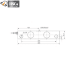 LCQ-3 load cell top drawing: 266 mm long, 20 mm holes 222 mm apart