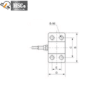 LCP-5 load cell mounting drawing with bolt holes and dimension marks