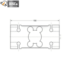 LCP-6 load cell top-view dimension drawing, 150 mm