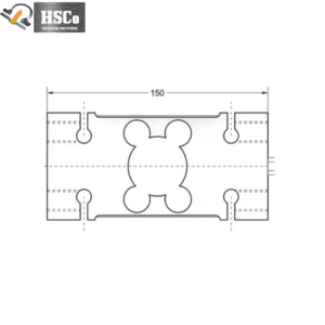 LCP-6 load cell top-view dimension drawing, 150 mm