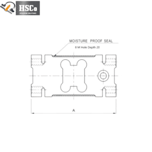 LCP-7 load cell drawing with moisture-proof seal and 20 mm deep holes