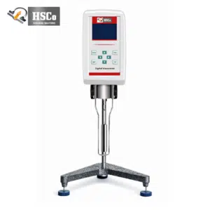 HSCo digital viscometer with keypad display unit on a tripod stand with spindle