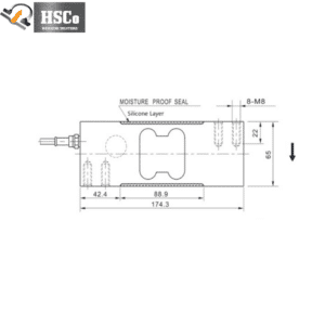 LCP-3 load cell side drawing with moisture-proof seal
