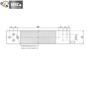 Top-view drawing of the LCP-4 load cell with M6 mounting threads