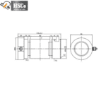 Dimension drawing of the LCZX-2 pin load cell, about 175 mm long