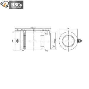 Dimension drawing of the LCZX-2 pin load cell, about 175 mm long