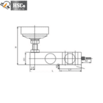 LCX-1 load cell with mounting kit, side drawing
