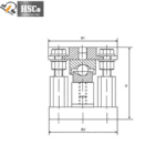 LCX-1 mounting kit drawing, front view