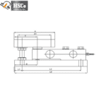 LCX-2 load cell with mounting kit, side drawing
