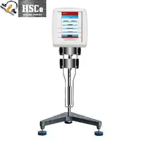 Touch Screen Viscometers with Variable Speeds and High Precision HSC touch screen viscometer on its tripod stand with spindle