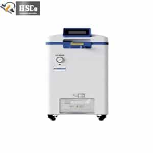 HSCo touchscreen autoclave with display panel, pressure gauge and wheels