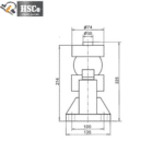 LCQ-1 side drawing with ball and base, about 225 mm high