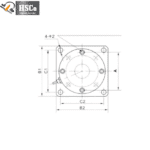 Dimension drawing of the HSC-LCL2 spoke load cell base with mounting holes