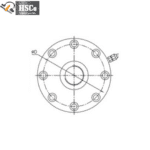 LCL-3 spoke load cell dimension drawing, top view with bolt holes