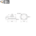 Small compression load cell drawing, side and top views