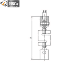 Drawing of the LCS-5 load cell with rod-end fittings and overall length A