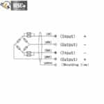 Load cell wiring diagram: red and black input, green and white output, yellow shield