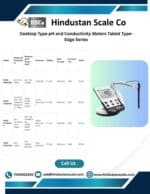 Edge Series tablet-type pH and conductivity meters leaflet with model table