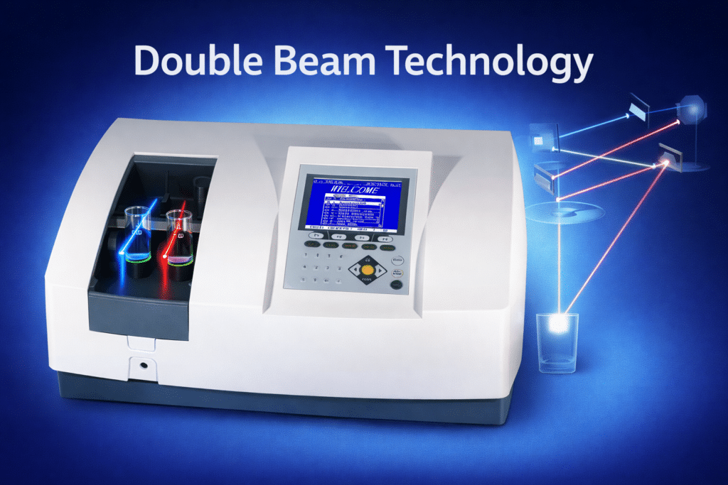 Keypad Type Double Beam Spectrophotometer with LCD Display double