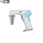 HSCo pipette controller with light-blue grip, side view