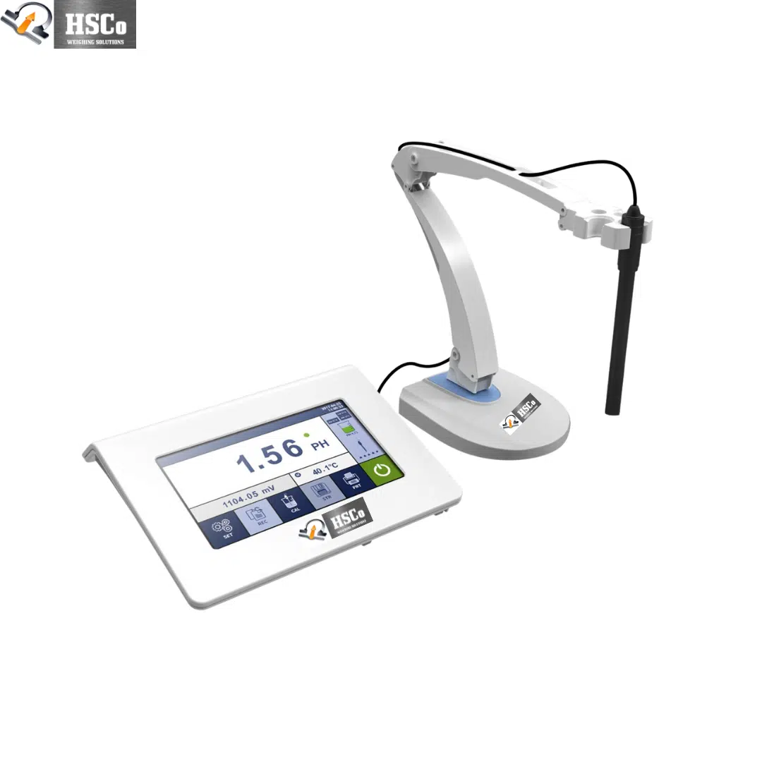 edge series ph conductivity do meters touchscreen type HSCo Edge Series touch-screen pH meter with electrode on a swing-arm holder