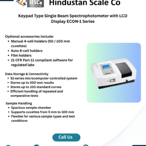 Econ-1 spectrophotometer leaflet: optional accessories, memory and cuvette range