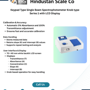 HSCo keypad type single beam spectrophotometer leaflet