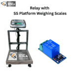 HSCo relay output SS platform weighing scale with raised display beside a blue relay module