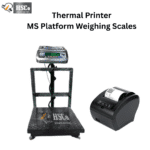 HSCo MS platform weighing scale with raised digital display beside a thermal printer