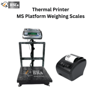 HSCo MS platform weighing scale with raised digital display beside a thermal printer