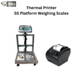 HSCo SS platform weighing scale with raised digital display beside a thermal printer