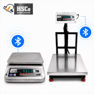 HSCo table-top and platform weighing scales with Bluetooth symbols