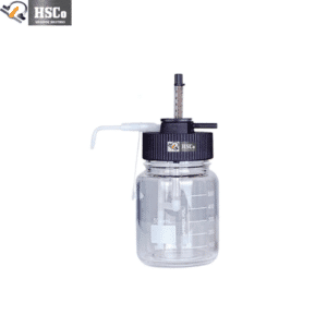 Bottle-top burette on a clear glass bottle