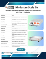 Stainless steel body magnetic stirrers with heated plate and timer leaflet