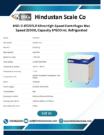 HSC-C-RT22FLR refrigerated centrifuge leaflet with specifications