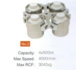 Swing-out rotor for 4 x 500 ml bottles