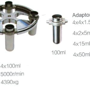 Swing-out rotor for 4 x 100 ml with tube adapters