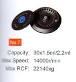 Rotor No. 7: 30 x 1.5/2.2 ml, up to 14,000 rpm