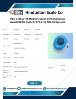 HSC-C-NK10TTK mini centrifuge leaflet with NK10TTK, NK6TTK and NK4TTK specifications