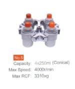 Rotor No. 5 for 4 x 250 ml conical bottles