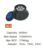 Rotor No. 4: 6 × 50 ml, 13,000 rpm