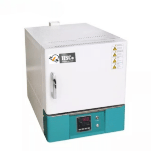 HSC-I-CFMF muffle furnace, white cabinet with teal base and controller